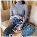 New European And American Women's High Neck Sweater Pullover Knitted Top