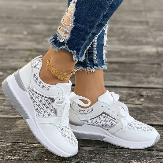 Thick Bottom Casual Lace Up Sports Women's Thin Shoes