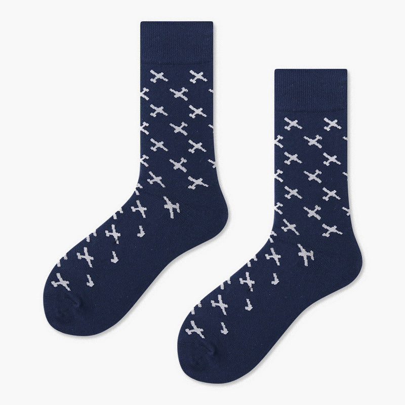 Creative And Minimalist Printed Casual Breathable Mid Length Socks