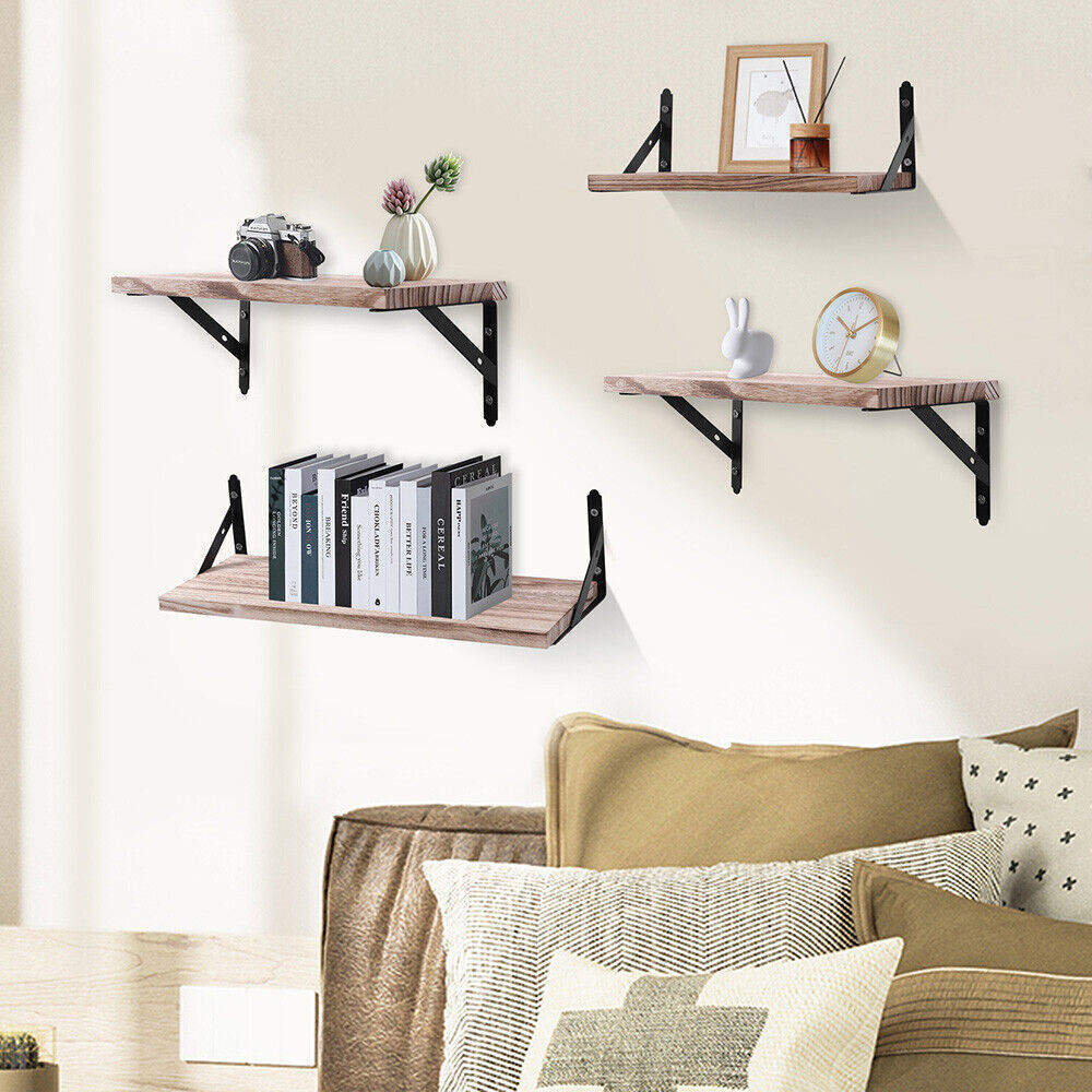 2x Wooden Floating Shelves Wall Mounted Display Storage Hold Rustic Industrial  The UK Does Not Include VAT, Which Needs To Be Borne By Oneself. Please Consider Carefully Before Placing An Order