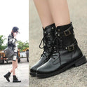 Thick Heel Rivet Belt Buckle Motorcycle Boots