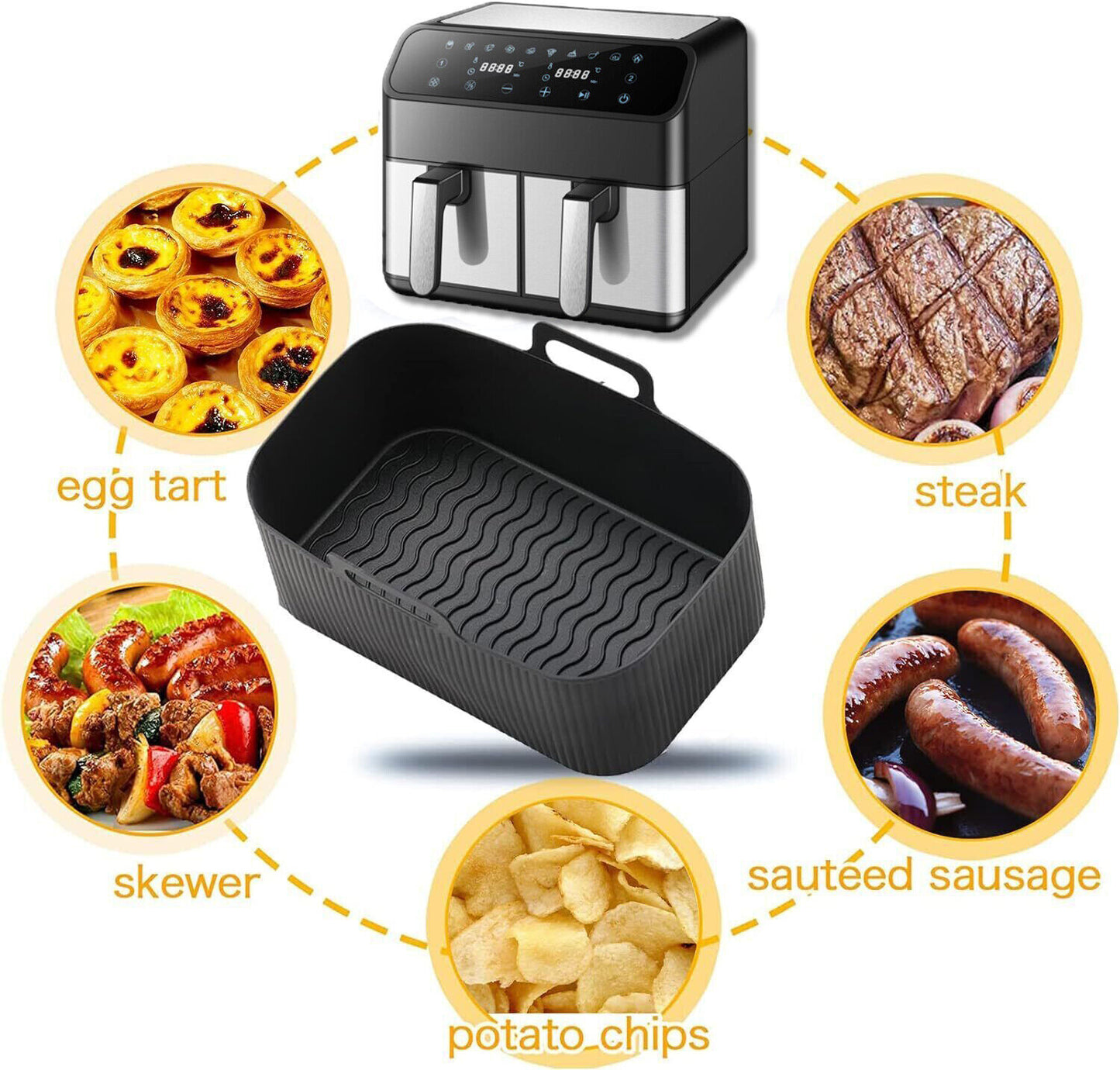 Air Fryer Rack And Grill Rack 8PCS Steel Griller Double Basket Accessories