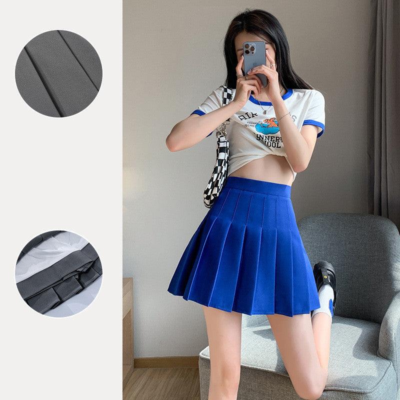 Japanese High Waist Pleated Women's Summer Skirt