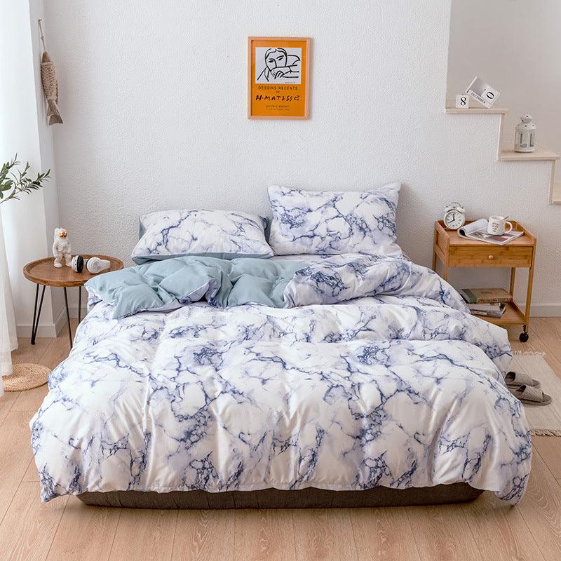 Marble pattern simple quilt cover and pillowcase