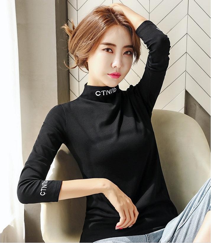 Half High Collar Plush Bottom Coat for Women's Autumn and Winter New Korean Version With White Long Sleeve T-shirt for Women