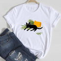 Cat Cute Printed European And American Short Sleeve