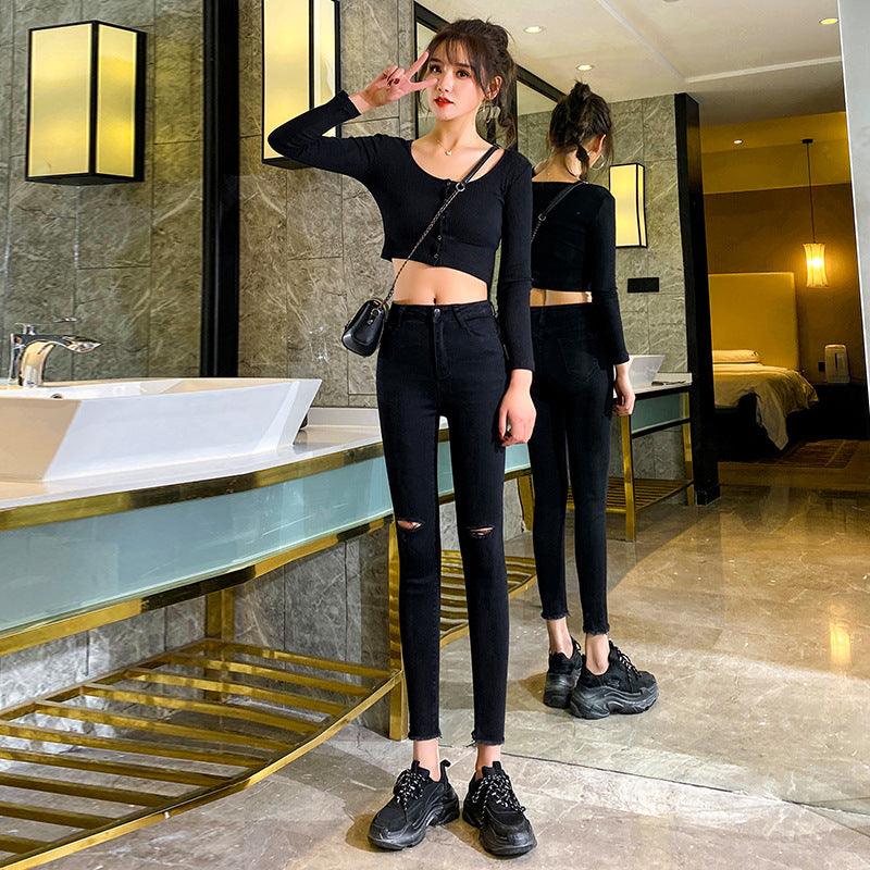 Jeans Women's High Waist Tight-fitting All-match Slim