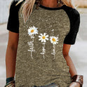 Three Little Daisies Print Short-sleeved T-shirt