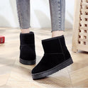 Women's Flat-Bottom Thickened Leather Plus Size Couple Snow Boots