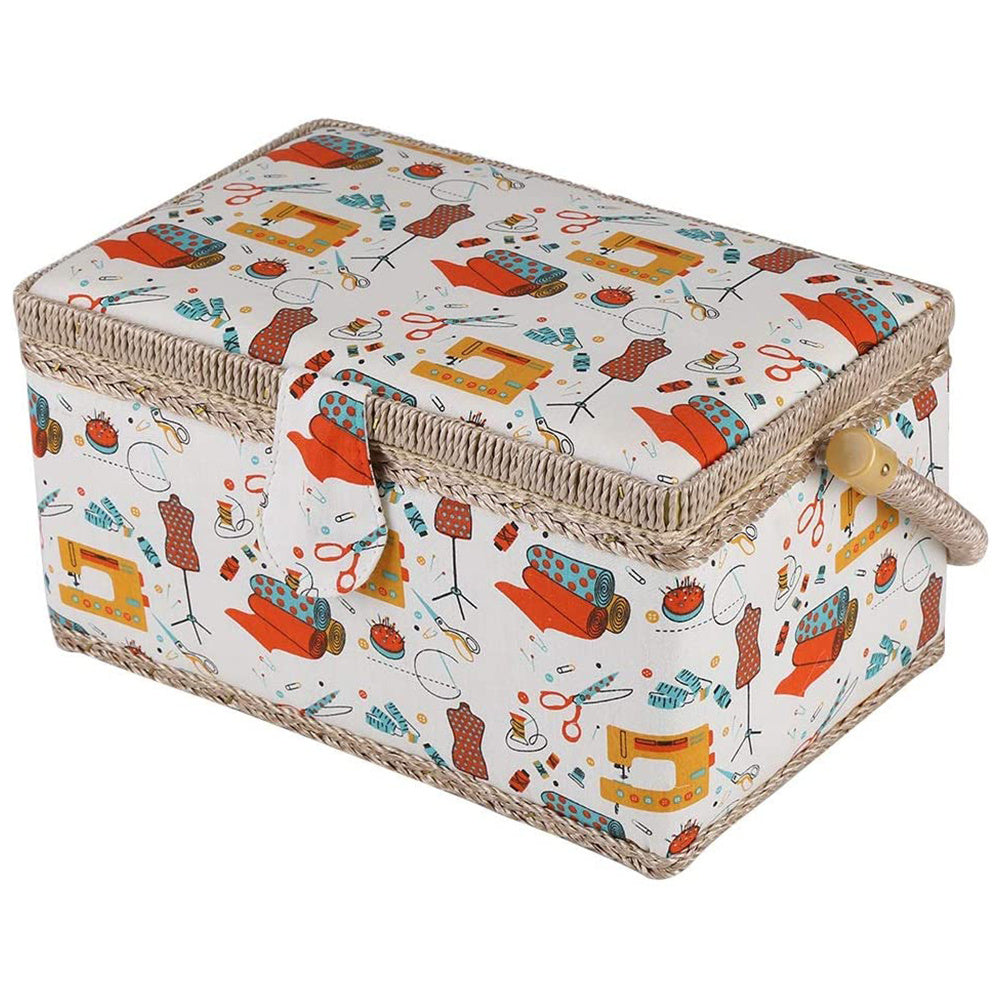 Fabric Sewing Basket Craft Box Household Sundry Storage Organizer with Handle