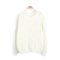 Women's Loose Candy Colored Mohair Pullover Sweater