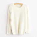 Women's Clothing Super Soft Candy Color No Pilling Mohair Crew Neck Pullover Sweater