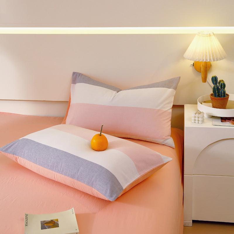 Washed Cotton Pillowcase Yarn-dyed Double-piece Types A And B Single Pillowcase