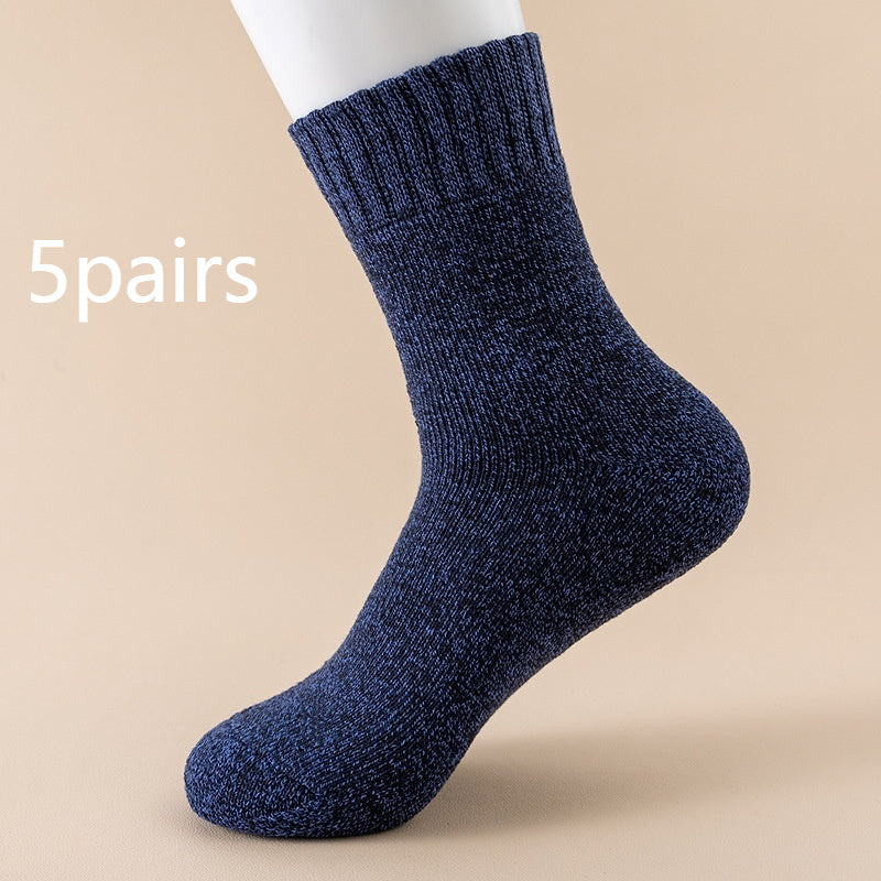 Autumn And Winter Fleece Lined Padded Warm Keeping Mid-calf Solid Color Socks