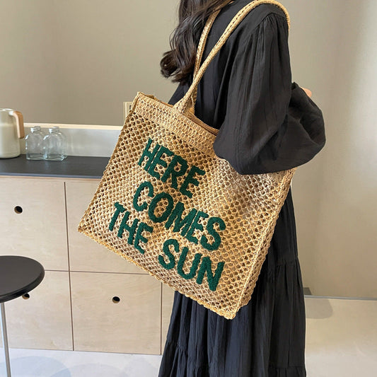 Weaving Hollow Tote Shoulder Bag