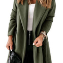 Extended Woolen Women's Coat Plus Size Lace Up