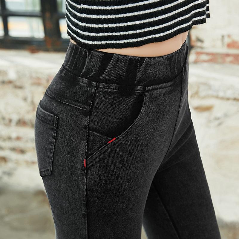 Plush plus size pocket red line leggings