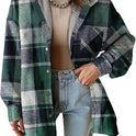European And American Style Women Flannel Plaid Jacket Long Sleeve Autumn
