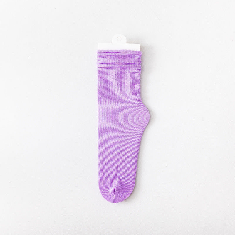 Women's Spring And Summer Thin Candy Color Socks