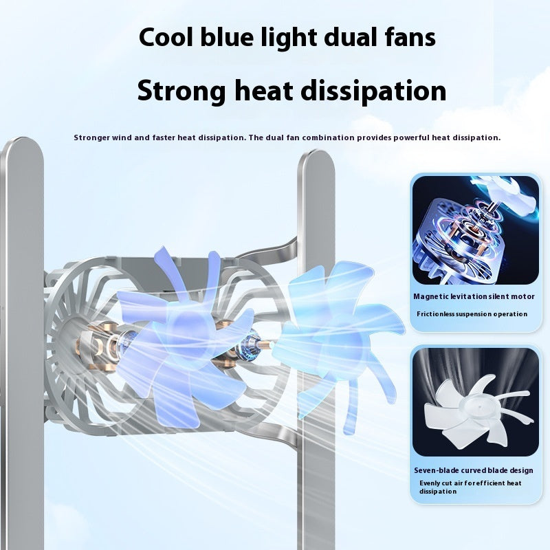Aluminum Alloy Notebook Stand Portable Folding Lifting Tablet Height Increasing Desktop Twin Fan Computer