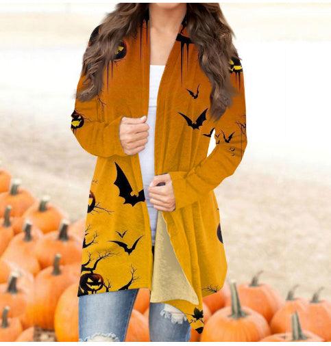 Halloween Digital Printing Casual Cardigan Jacket Women