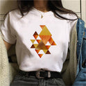 Simple Geometric Graphic Print Ladies Plus Size Casual T-shirt