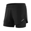 Women 2-in-1 Running Shorts Quick Drying Breathable Active Training Exercise Jogging Cycle Shorts with Longer Liner