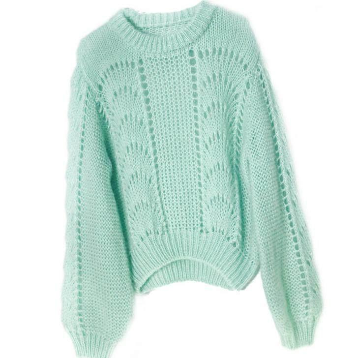 Women's Hollow-out Thick Needle Long-sleeved Sweater