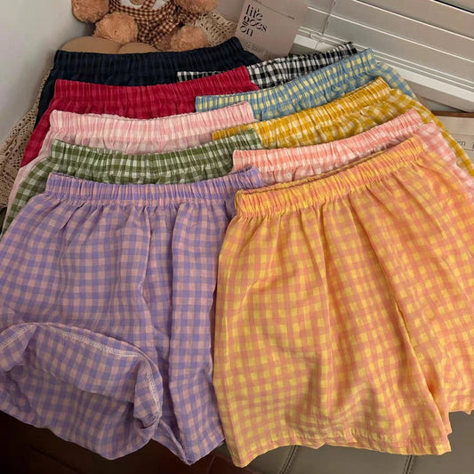 Ladies New Korean Plaid Breathable Shorts