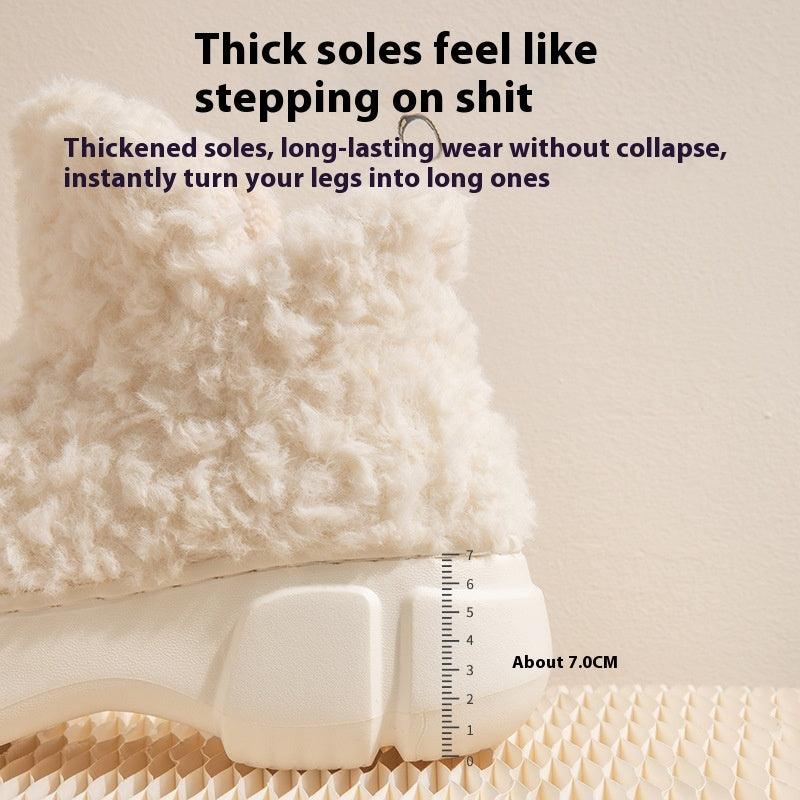 Female Winter Minimalist Warm Velvet Padded Thickened High-top EVA Non-slip Snow Boots