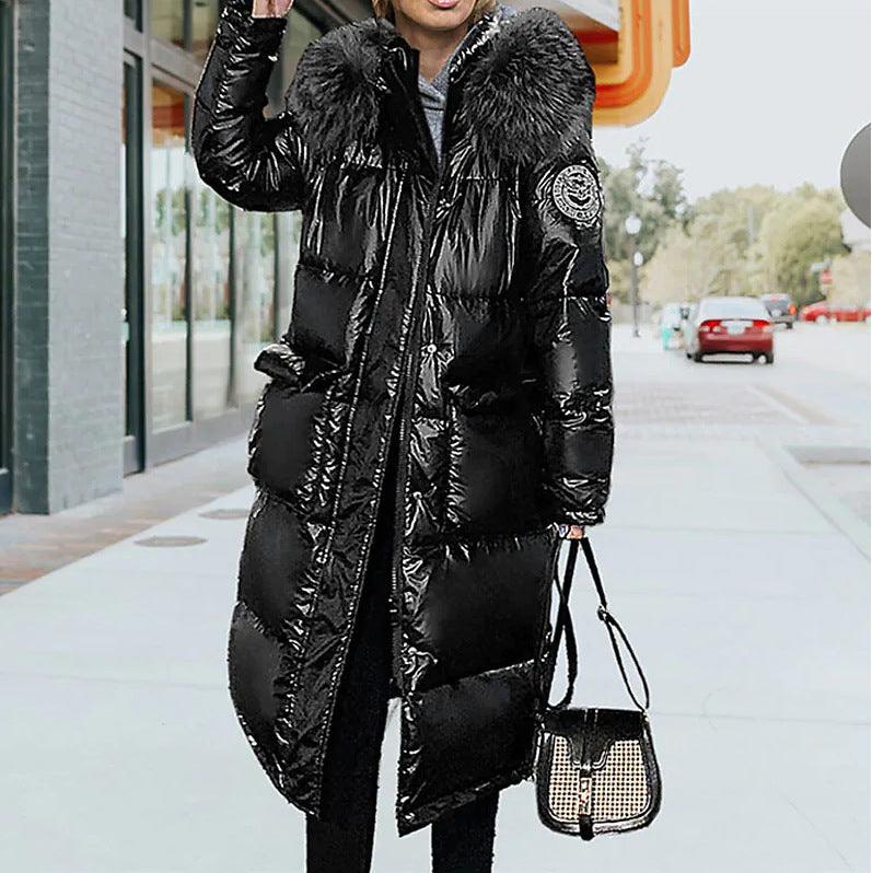 Korean Style Western Style Mid-length Fur Collar Overknee Thickened Coat