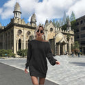 Women's Casual Off-the-shoulder Lantern Sleeve Knitted Sweater Dress