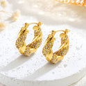 Gold Stainless Steel Diamond Twist U-shaped Earrings Fashion