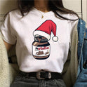 Christmas Hat Peanut Butter Print Women's Short Sleeve