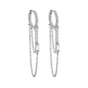 Silver Needle Chain Tassel Design Micro-inlaid Color Zircon EAll-match Earrings