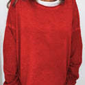 Solid Color Long Sleeve Casual Loose Top Women