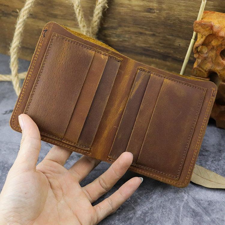 Multiple Card Slots Top Layer Leather Crazy Horse Leather Wallet