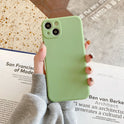 Simple Solid Color Straight Edge Liquid Silicone Phone Case