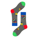 Men's Mid-calf Colorful Cubic Guitar Cat Face Cotton Socks