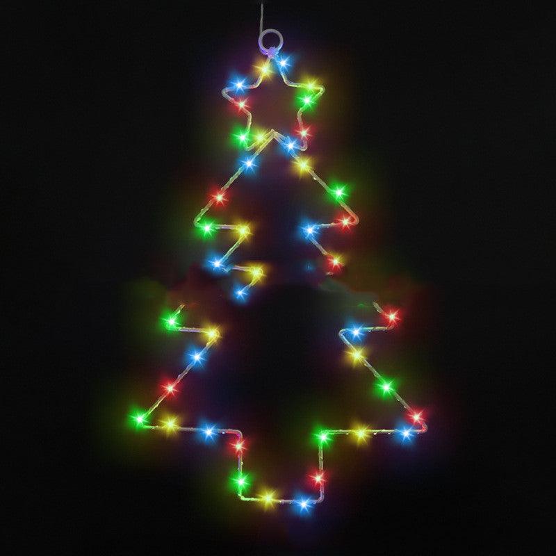 Wrought Iron Christmas Tree Shaped Lantern Festival LED Christmas Garland String Lights Fairy Curtain Light For Home Party Decororatios
