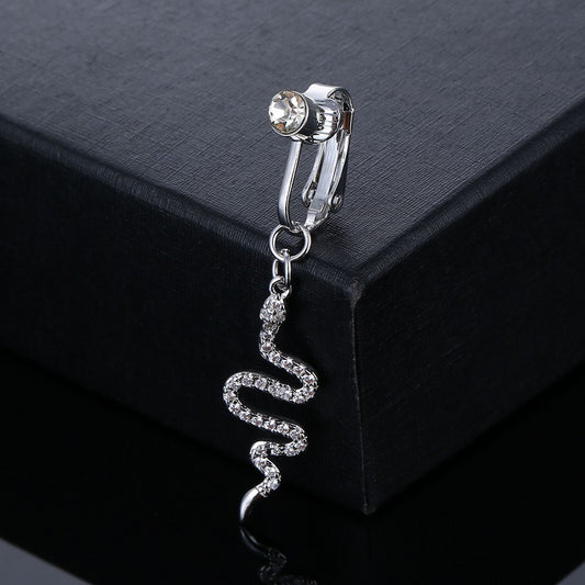 Non-perforated Snake-shaped Navel Stud Zircon