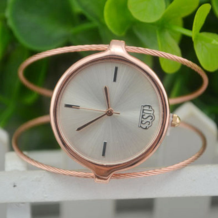 Retro Girls' Watch Round Single Steel Wire Bangle Watch