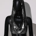 Sexy Outerwear Metal Sequins Hooded Vest