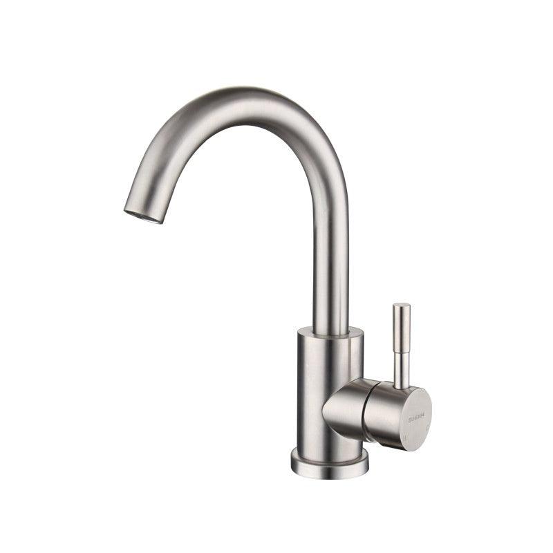 Stainless Steel Basin Hot And Cold Single Hole Faucet Rotatable