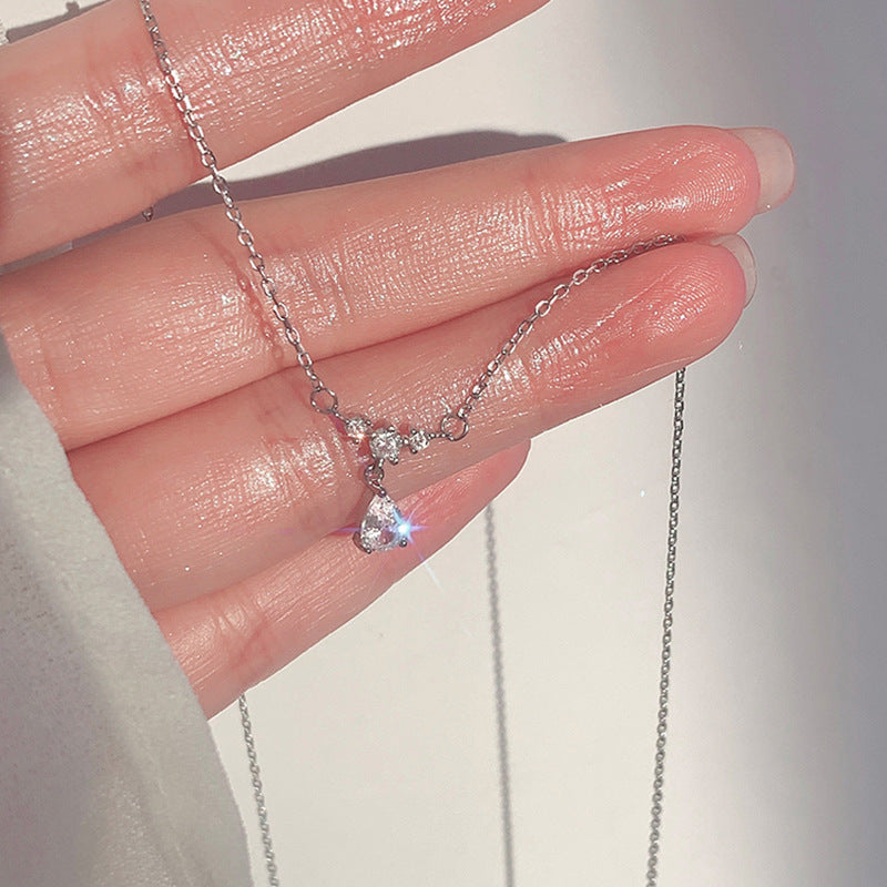 Zircon Water Drops Necklace Simple Clavicle Chain