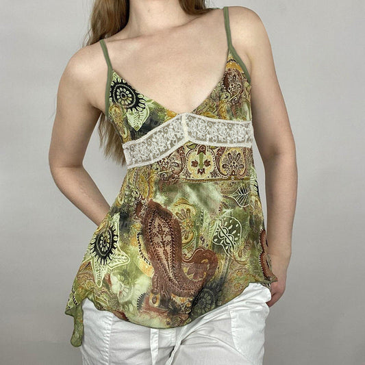 Vintage Printed Small Vest Sling Top