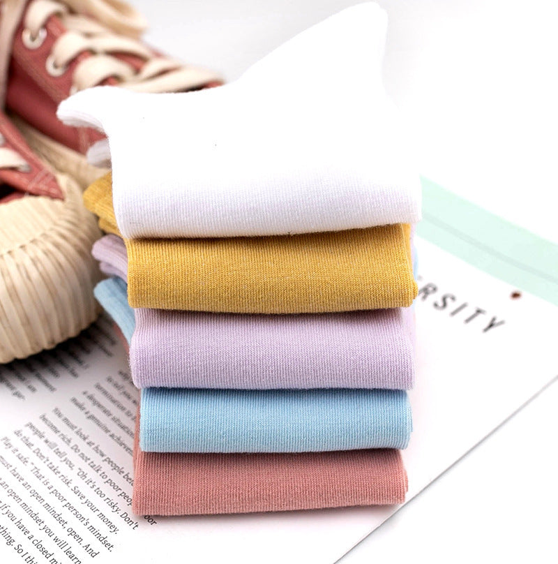 Pure Colored Cotton Women's Low-cut Liners Socks Candy Color Short Socks Japanese Style