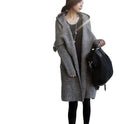 Women's Mid-length Hooded Waist Wide Loose Sweater Coat