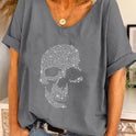 Women's Plus Size Loose Bead T-shirt Top Short Sleeve