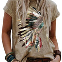 Ethnic Style Graphic Print Crew Neck T-shirt